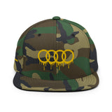 Camo Yellow Dripping Rings Snapback Hat